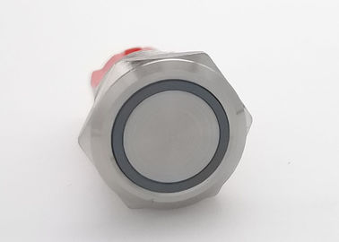 16mm 10A Saklar Tombol Tekan Arus Tinggi 1NO Cincin LED Simbol Kuningan Berlapis Krom