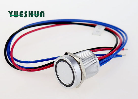 kualitas  12V 24V LED Illuminated Piezo Touch Switch , 19mm Switch Push Button Momentary pabrik
