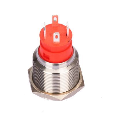 22mm Ip67 Push Button Switch Ring Led Illuminated High Current Self Reset Lock Steel