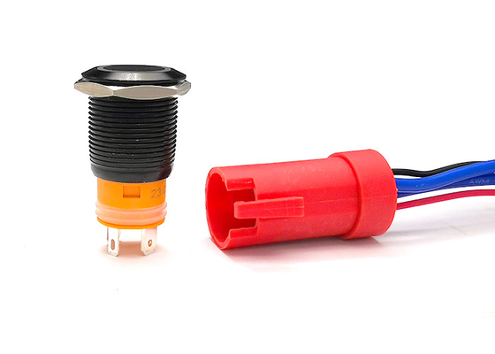 Ip67 19mm Illuminated Latching Push Button Switch Arus 20A untuk kapal laut