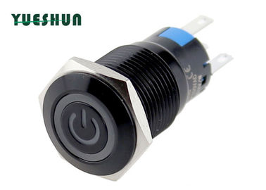 16mm Black Aluminum Push Button Switch Angle Eyes Power Ring Symbol LED