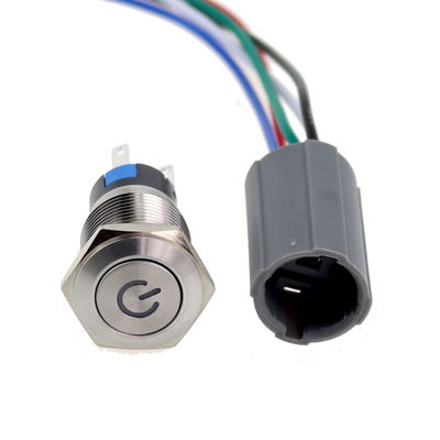 16mm IP67 Anti Vandal Push Button Switch Dengan Harness Plug